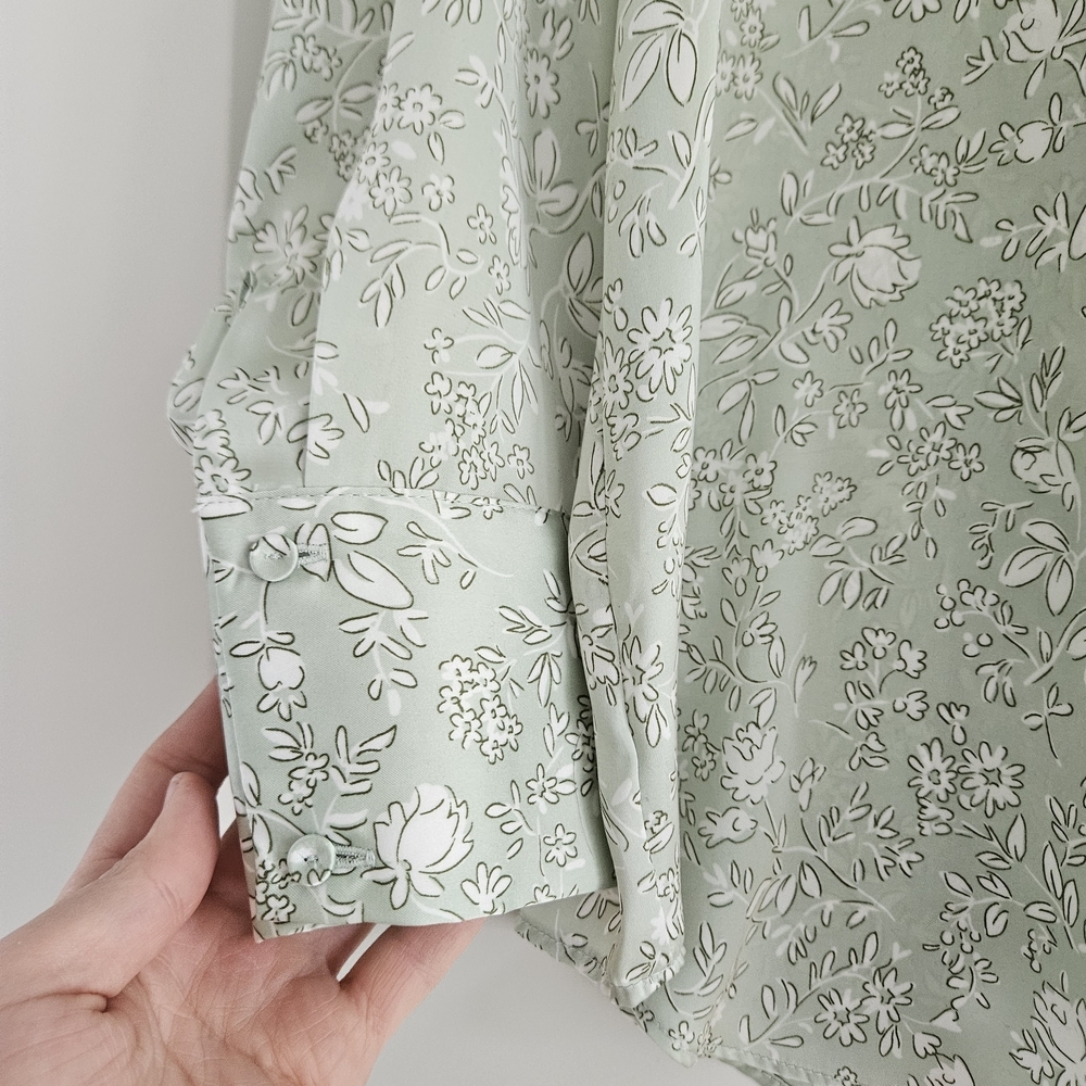 Zara Mint Green Floral Blouse - Picture 3 of 6